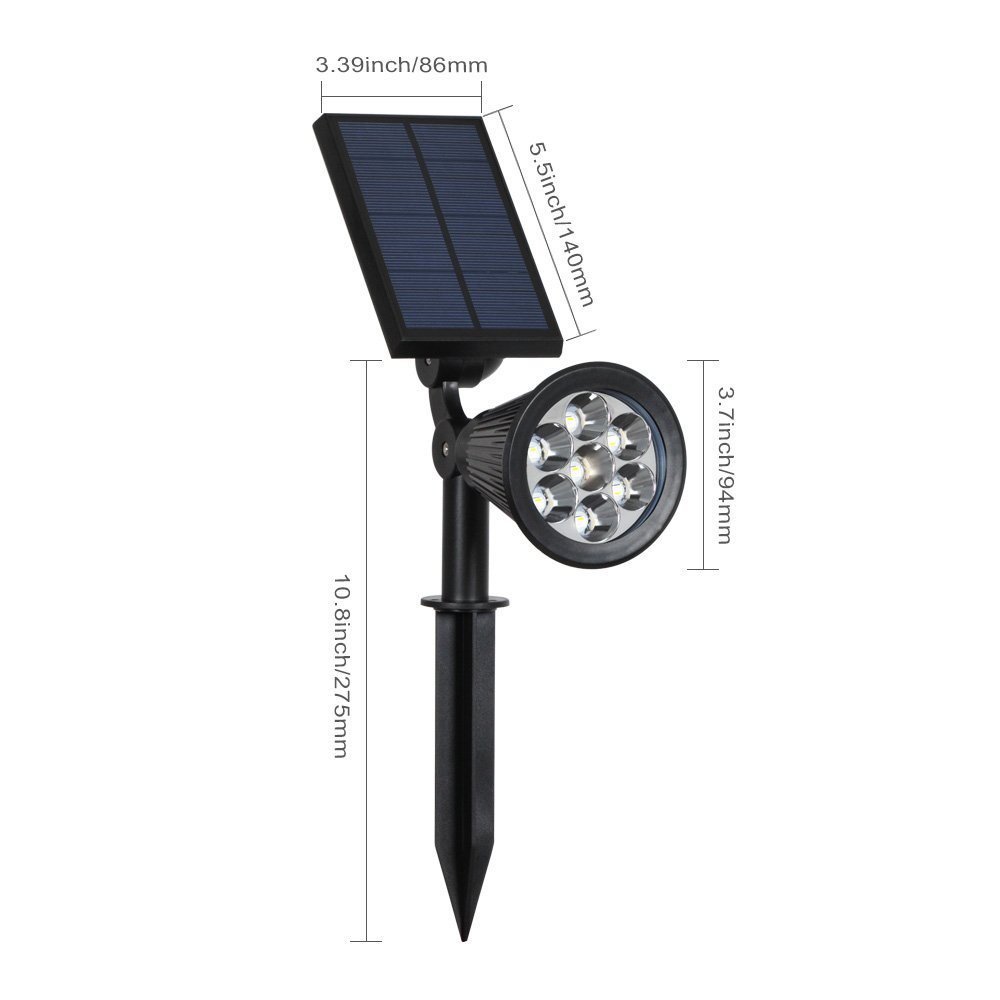 Solar Spotlights 7 LED Garden Solar Lights Outdoor Bright & Dark Sensing Auto On/Off for the Yard Patio Lawn Thumb 2