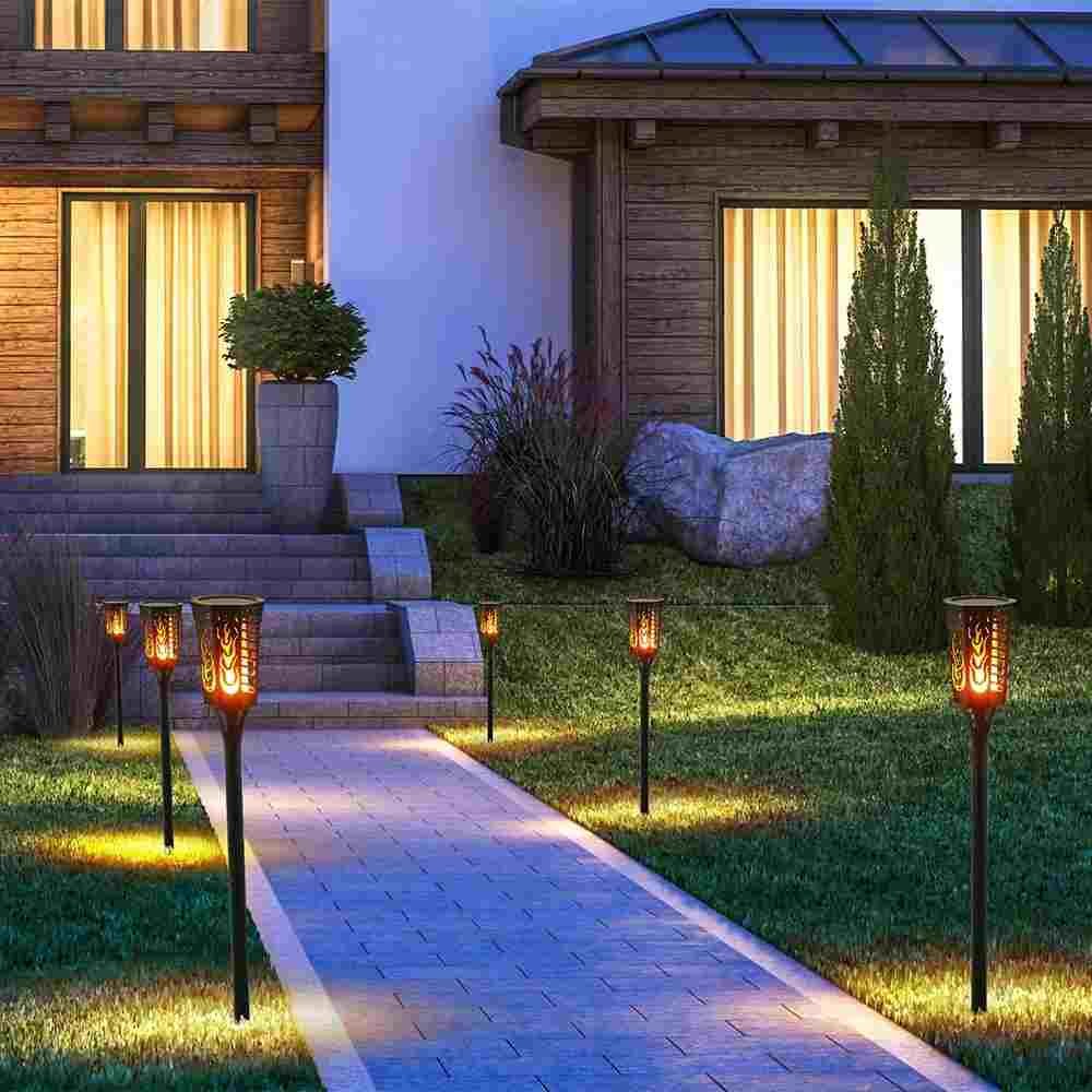 Hinergy Outdoor Flickering Flames 96 LED Solar Torch Lights Waterproof Wall Light for Garden Lawn Patio Yard Driveway Pathway Thumb 5