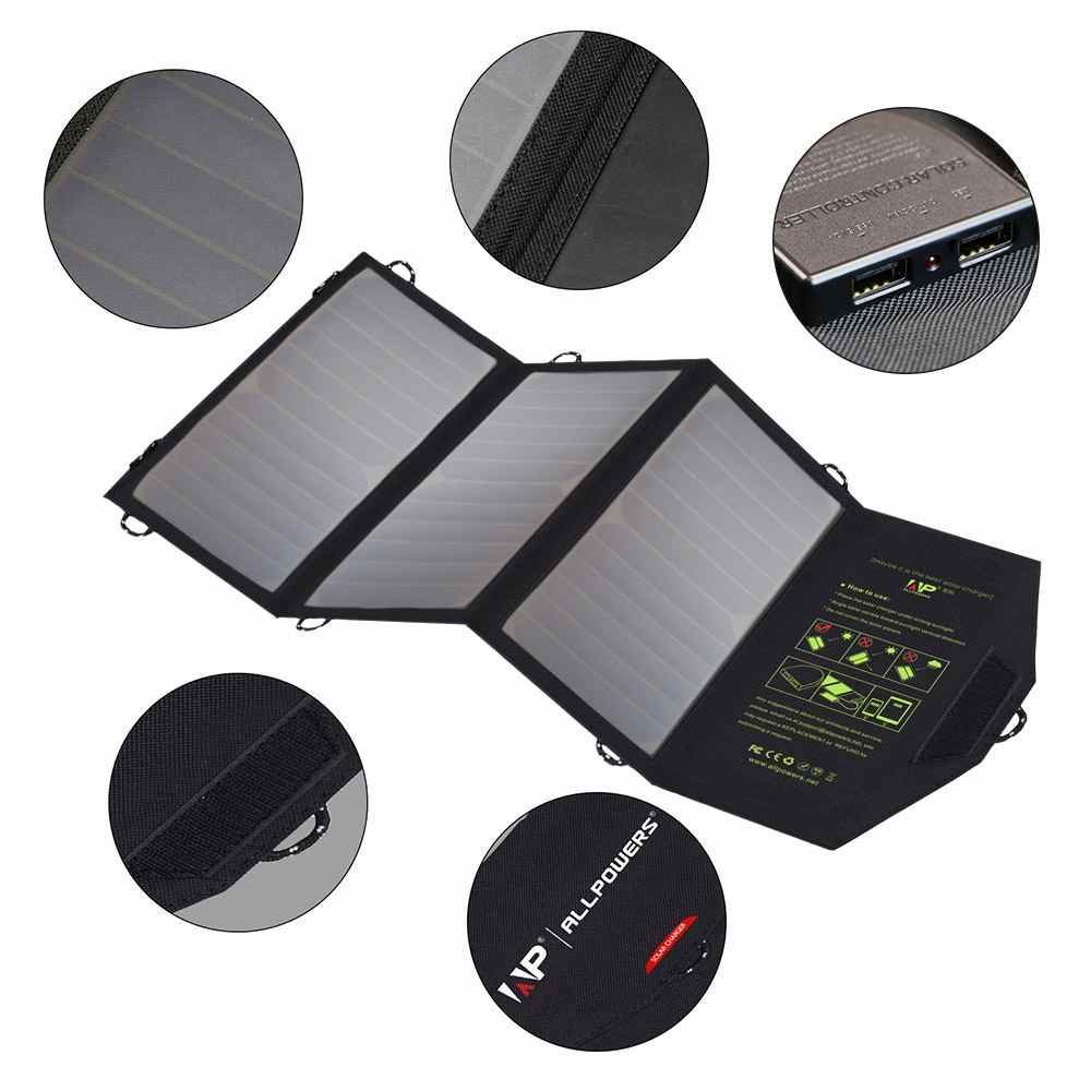 Portable Solar Charger 21w with 2-Port USB Charger Build with High efficiency Solar Panel Cell for iPhone 6s / 6 / Plus, SE, iPad, Galaxy S6/S7/ Edge/ Plus, Nexus 5X/6P, any USB devices made in China Thumb 3