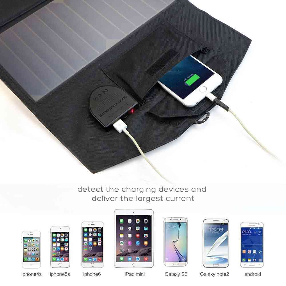 Foldable Solar powered phone charger 21W Solar Panel with Dual output ports 	18V*1A & 5V*2A for charging smartphones, tablets, car battery,laptops from China suppliers Thumb 4